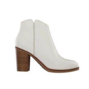 MIA Barby White Faux Faux Leather Ankle Boots